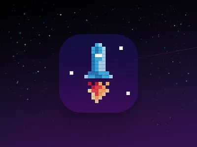 Rocket app color dark draw icon ios iphone number pixel rocket space stars
