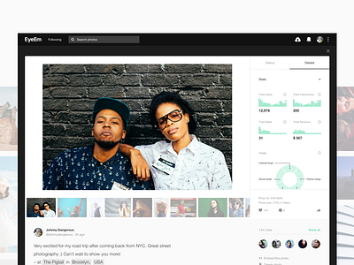 EyeEm - Sellers profiles photoview concept branding minimalism photography photoview product design startup typography ui ux web white