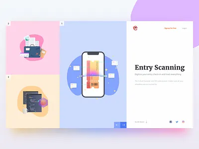 Product Description code coding concept features illustration pastel scanning travel ui web