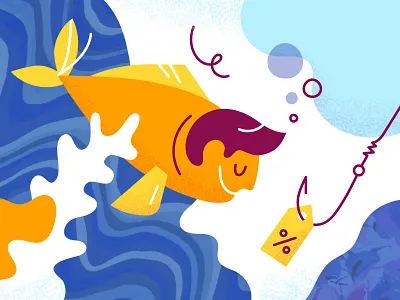 Marketing Tricks bank deception fish fishhook fool hook illustration marketing naive sale sales stupid texture trick underwater