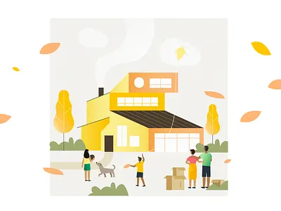Family House architecture autumn dog family house kite modern weather