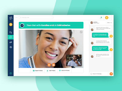 RealLife Global Chat Shot chat dashboard e learning global chat language learning ui ux video chat web