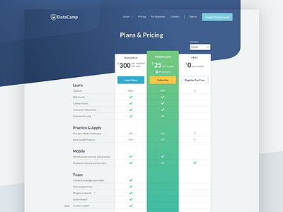 Pricing 2018 business free gradient layout premium pricing ui ux website