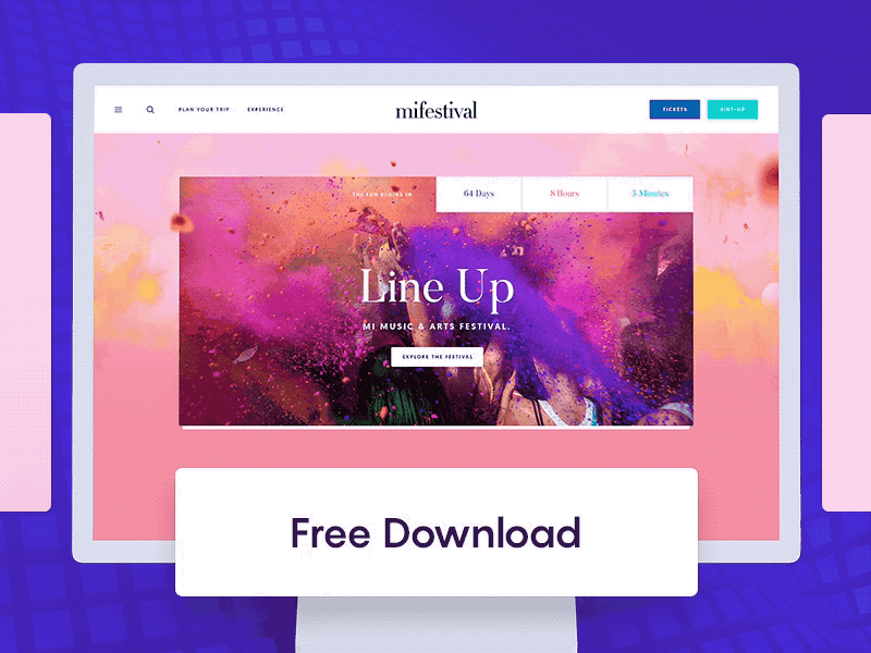 MIFESTIVAL | Behance Showcase + FREE DOWNLOAD camping colorful festival food free download freebie kids landing page music