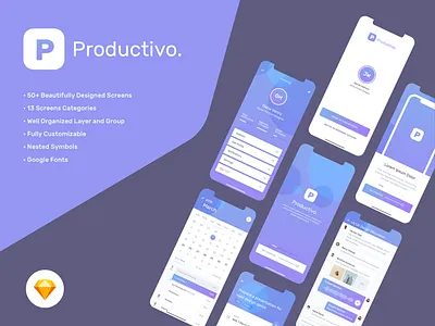 Productivo UI Kit calendar event meeting message messenger productivity task todo ui kit