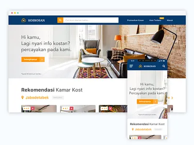 KOSKOSAN (Boarding House) clean landing page navigation responsive room tourism travel ui ux website