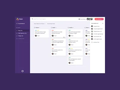 Team Kanban With Sidebar agenda card gtd kanban meeting meettings productivity sidebar team teaming