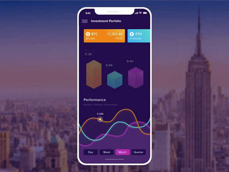 Investment Portfolio bitcoin crypto currency dashboard finance fintech investment market mobile portfolio progress tech