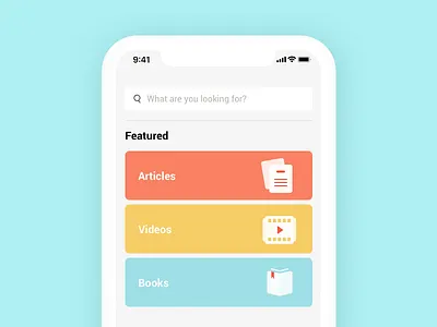 Search Screen app business colour courses featured icons mobile search