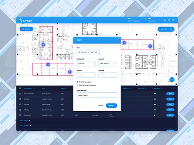 AirFinder - RTLS Application app dark ui dribbble map muzli product responsive tracking ui ux web web app