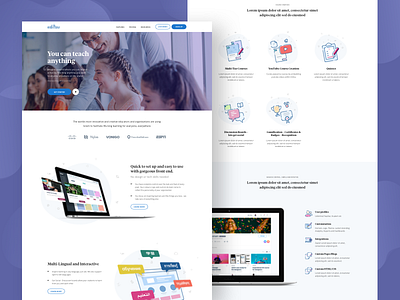 E-school landing page-V2 e learning e school education flat illustrations landing page ui user experience ux web website