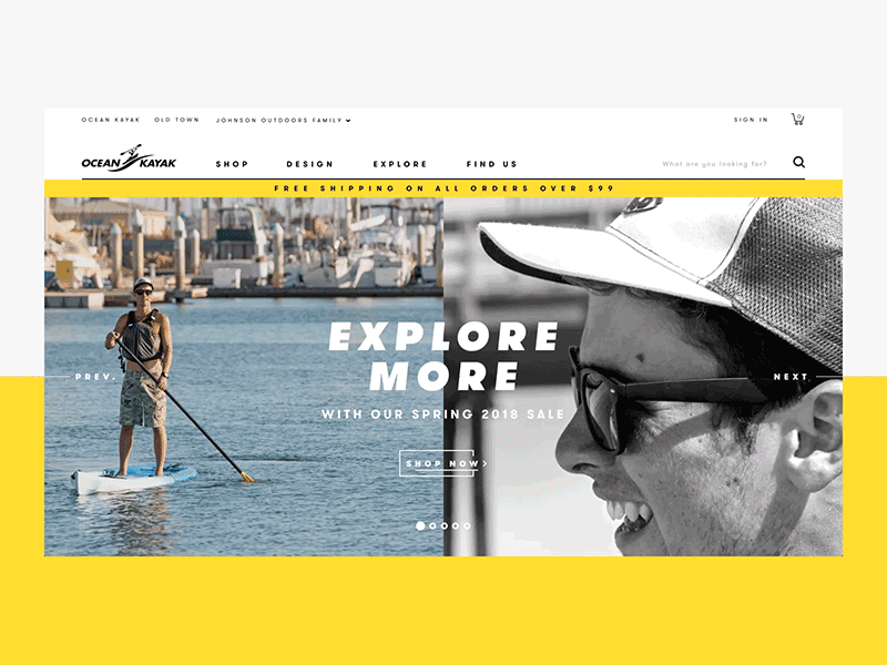 Ocean Kayak Hero 2018 ae animation hero kayak launch loop motion ocean principle site ui