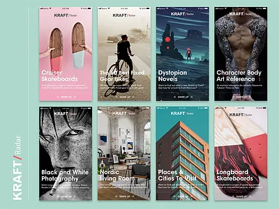 Kraft | Radar II clean instagram ios minimal news social media stories story ui ux