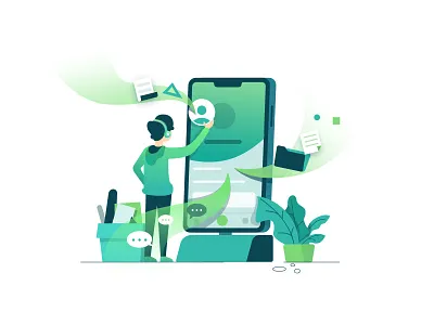 Driven By Design Illustration 2d character design illustration iphone laptop mobile process technology