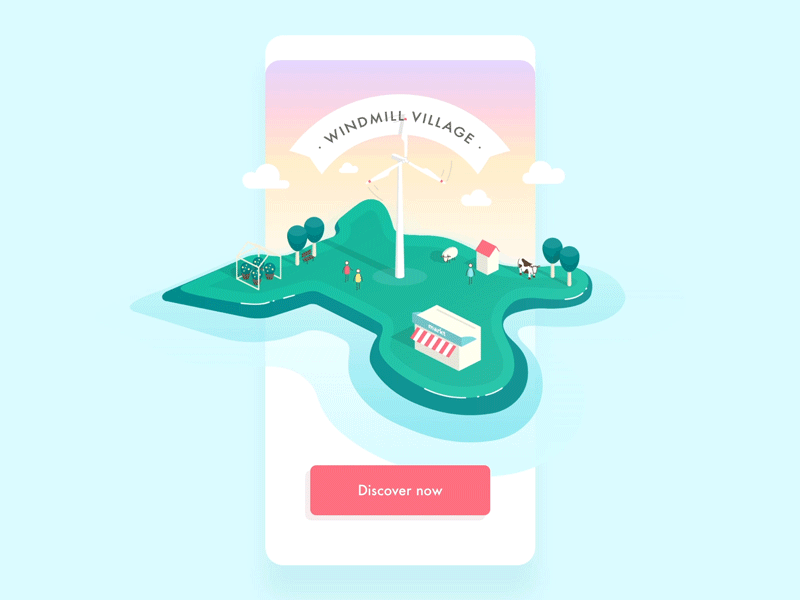 Windmill Village illustration motion village windmill