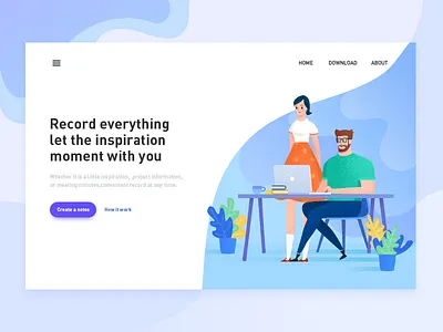 Webpage：Create New Note branding character colour flat illustration ios11 modelling office ui ux web