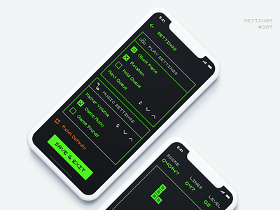 Settings 8bit checkbox classic dailyui game green mobileui pixel retro settings simple tetris