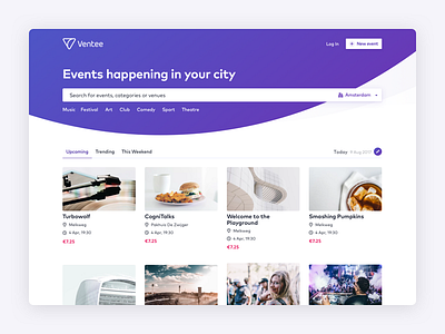 Ventee - an events platform amsterdam app catalog concert dashboard events live music venue