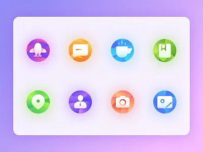 Colorful Travel Icons aircraft book coffee colorful icons man message photo travel ui web