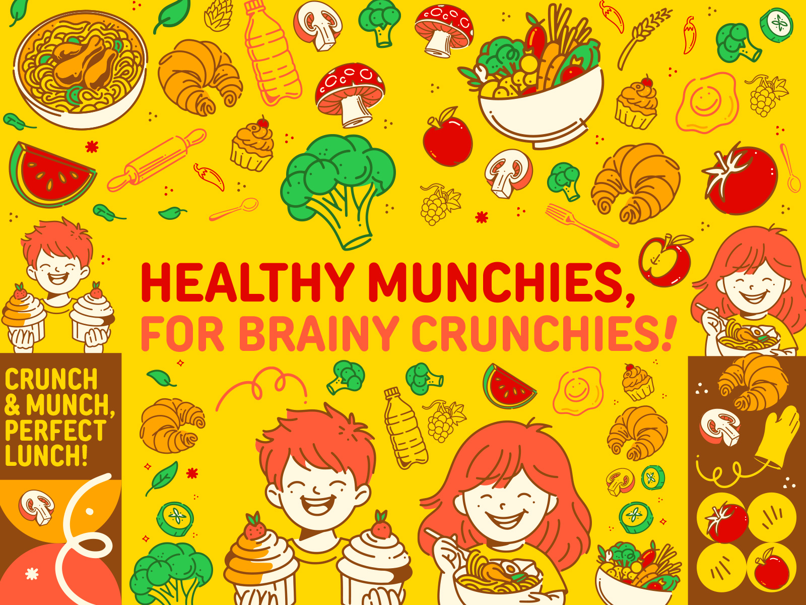 Healthy Food Mural Illustration canteen children graphic design healthy food illustration mural vector vector graphic