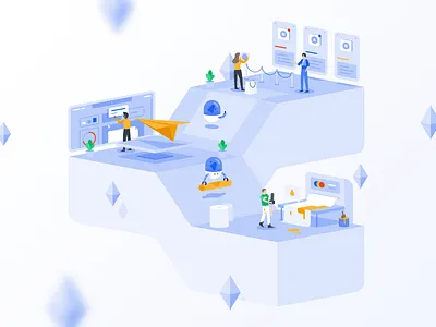 Factory equipment icon illustration isometric minimal paper people ui ux vector web