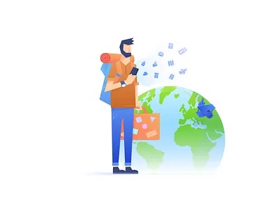 traveller character flat gradient holiday icon illustration people travel traveller travelling