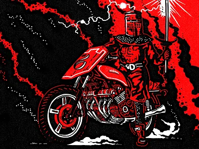 PseudoMoto Rally #6 design illustration moto motorcycle poster vintage