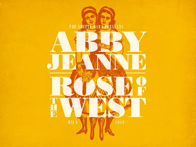 Twins Gig Poster abby jeanne double bill gig poster music rose of the west shitty barn show siamese twins typography