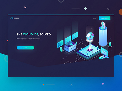 Hero Exploration buildings code device digital interface isometric mobile ui user ux watch website