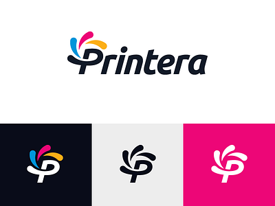 P + Inks brand branding cmyk colorful dynamic logotype font typography initial name letter logo lettering wordmark offset digital p monogram print printing swirl ink water droplet