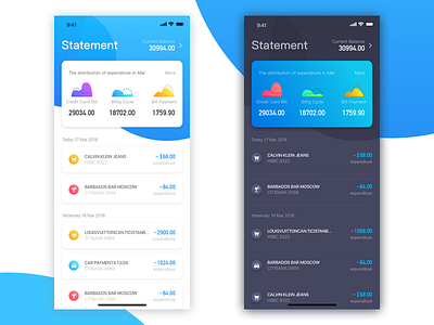 Account Statement app bank design details financial home investmentcards ios payment ui