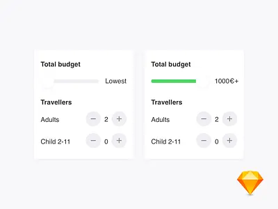 Budget slider + Person picker budget component download file free freebie picker price quantity resource sketch travel