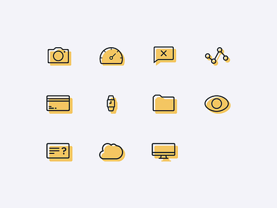Icon Set camera cloud computer data error eye folder icon monitor speed time watch