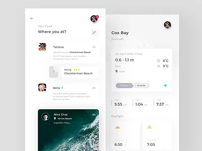Activity feed & Forecast app apple clean design ios iphone mobile simple sport ui ux
