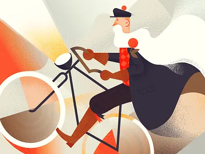 You Go grandpa! art deco art noveau bicycle bike characer city grandpa lifestyle vintage