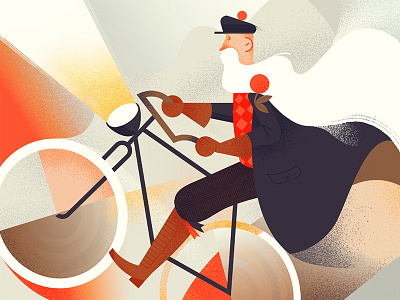 You Go grandpa! art deco art noveau bicycle bike characer city grandpa lifestyle vintage