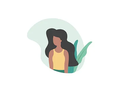 Girl Illustration face girl green hair illo illustration lady plant woman yellow