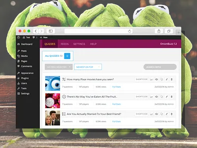 Backend Editor UI for OnionBuzz admin buzz dashboard fun interface plugin quiz ui viral wordpress