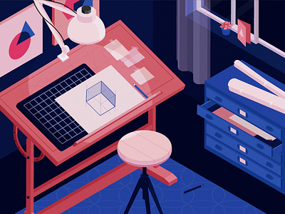 Drafting Table architecture essentials furniture isometric workspace