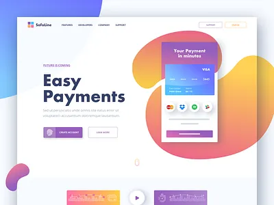 SofoLine - Banking afterglow bank banking cards colorful credit landing waves website