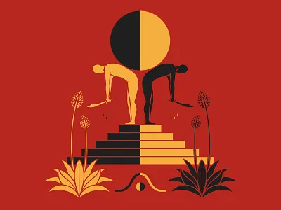 Duality floral flowers geometric human man stairs sun sword symmetrical symmetry