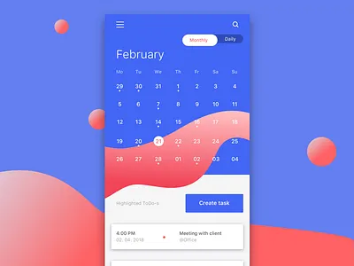 To-do List app app blob calendar highlights todo ui ux