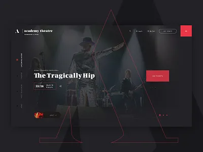 Academy Theater design full screen live shows slider theater ticket ui ux website
