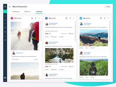 Social Listening Dashboard app appdesign clean dashboard social ui uxdesign