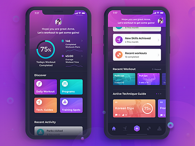 BEAST BARZ - Home screen app application card dark fitness gym home interface sport ui ux