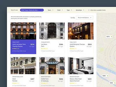 Hotel Search hotel map product design results search ui web
