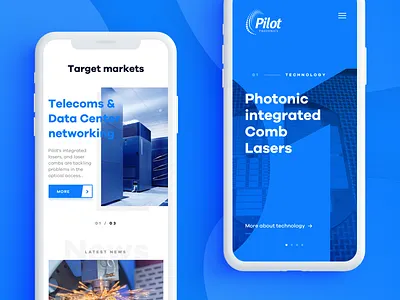 Pilot Photonics - Mobile landing landing page laser mobile product design redesign rwd technology typography web design webdesign