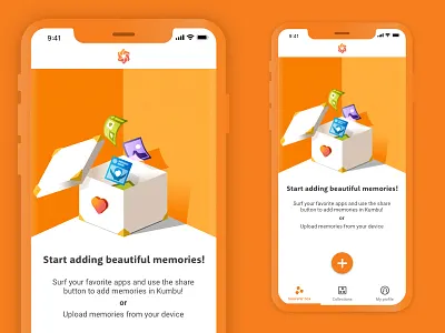 Kumbu - Empty souvenir box screen app illustration ios iphone x memories mobile souvenir ui