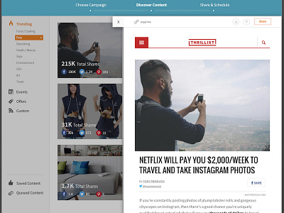 Content Discovery Engine - Article Preview Pane app design product design web apps web design