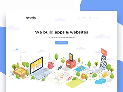 Creatio website development fireart fireart studio illustration ui ux web